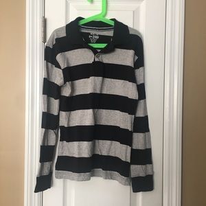 Boys Black and Gray Striped Long Sleeve Shirt